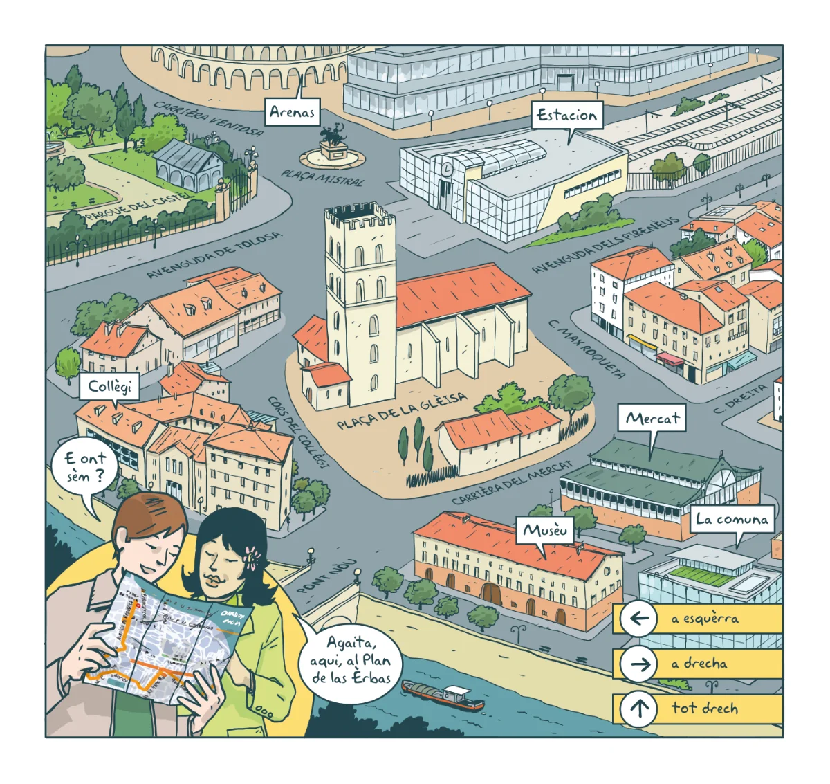 Case de bande dessinée pour un ouvrage pédagogique d'apprentissage de l'occitan