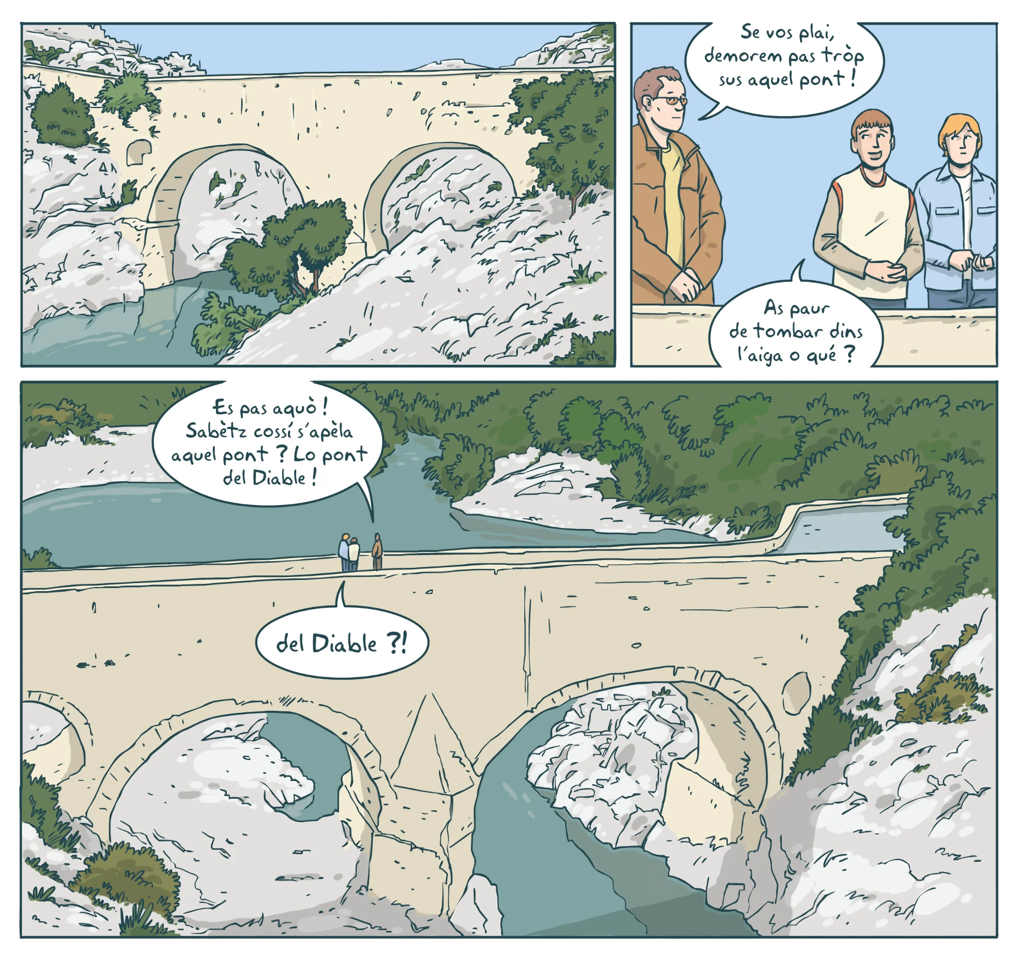Planche de bande dessinée pour un ouvrage pédagogique d'apprentissage de l'occitan