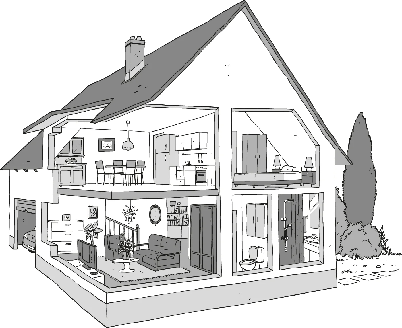 Illustration pour un ouvrage pédagogique d'apprentissage de l'anglais