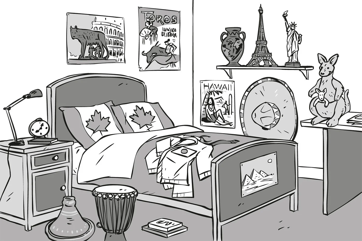 Illustration pour un ouvrage pédagogique d'apprentissage de l'anglais