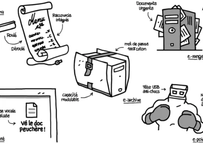 Illustrations humoristiques pour le test du Passeport internet et multimédia