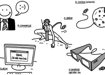 Illustrations humoristiques pour le test du Passeport internet et multimédia