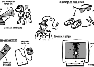 Illustrations humoristiques pour le test du Passeport internet et multimédia