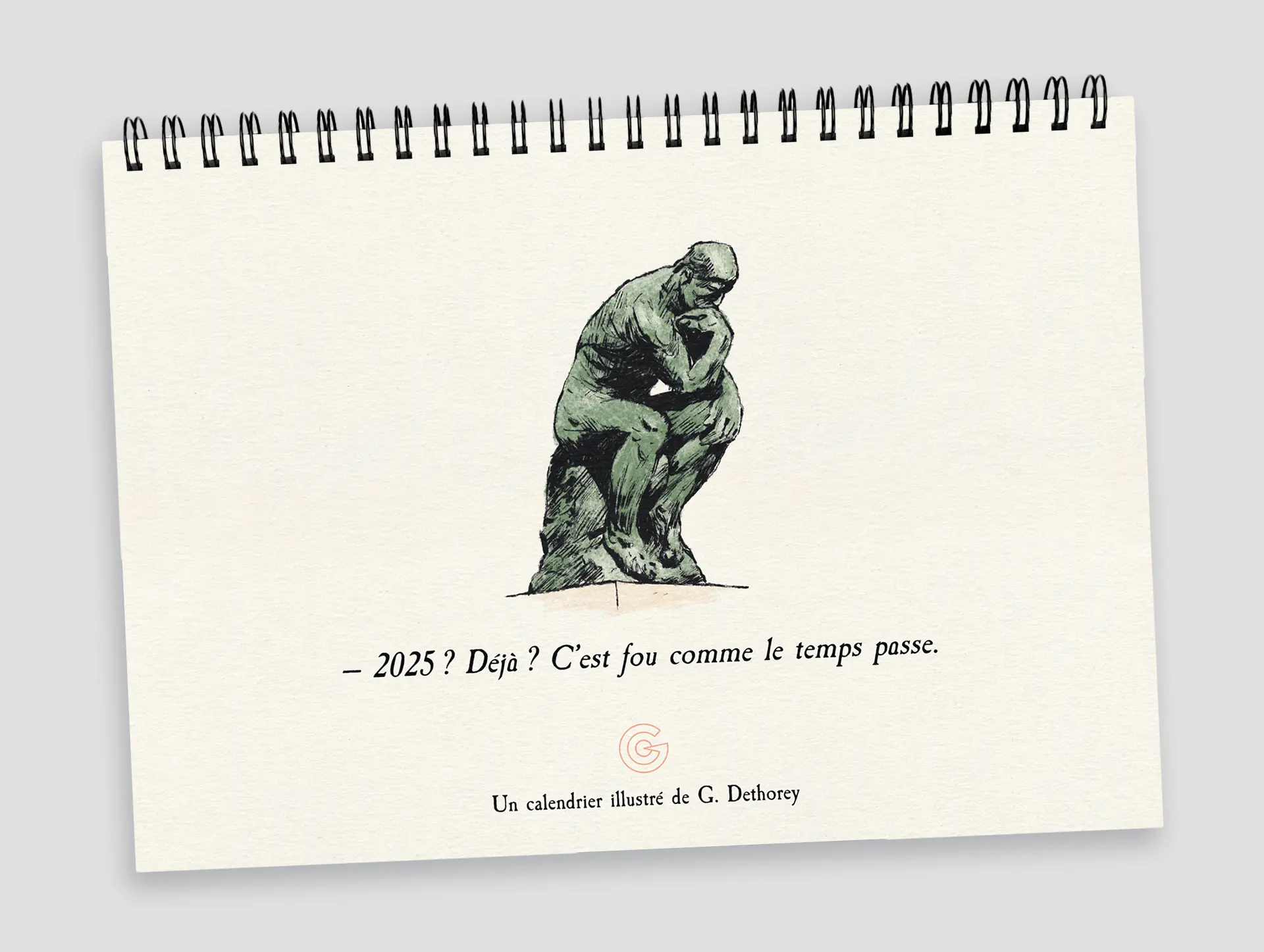 Calendrier illustré sur le thème du penseur de Rodin